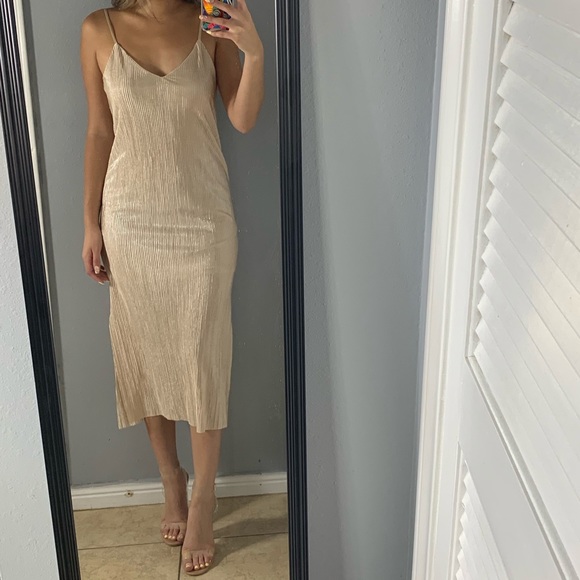 Paper Crane Dresses & Skirts - Nude pleated slip dress